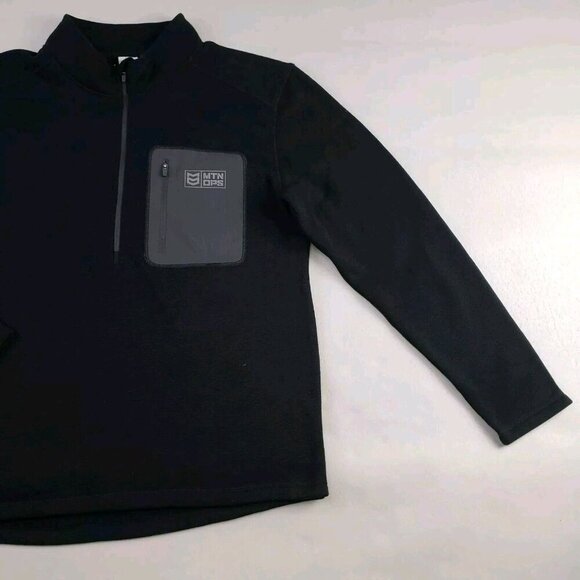 Mtn Ops Summit Fleece Jacket Mens Medium Black 1/4 Zip Pullover Outdoor Winter - Picture 2 of 9